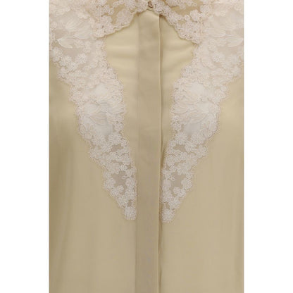 Camisa De Vestir Fendi De Seda En Tono Beige Clásico