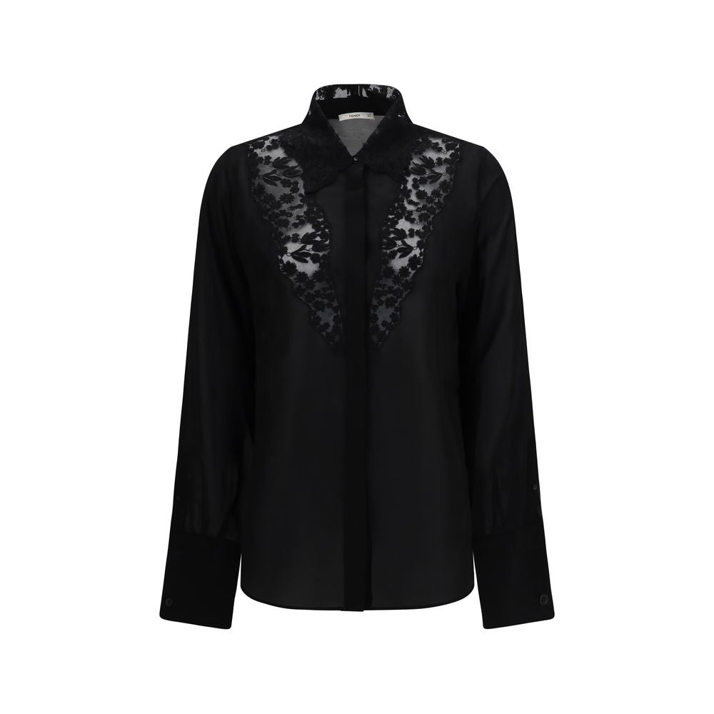Fendi Black Silk Blouse Current Women's Garment