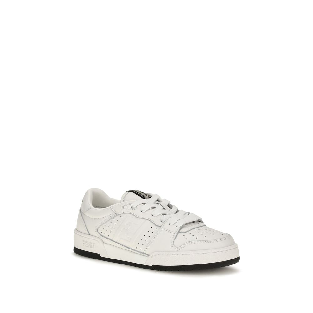 Fendi Baskets en Cuir de Veau Blanc Modèle Bos Taurus
