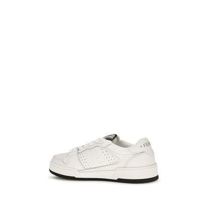 Fendi Baskets en Cuir de Veau Blanc Modèle Bos Taurus