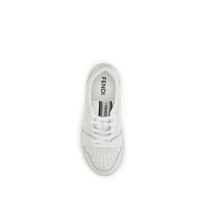 Fendi Baskets en Cuir de Veau Blanc Modèle Bos Taurus