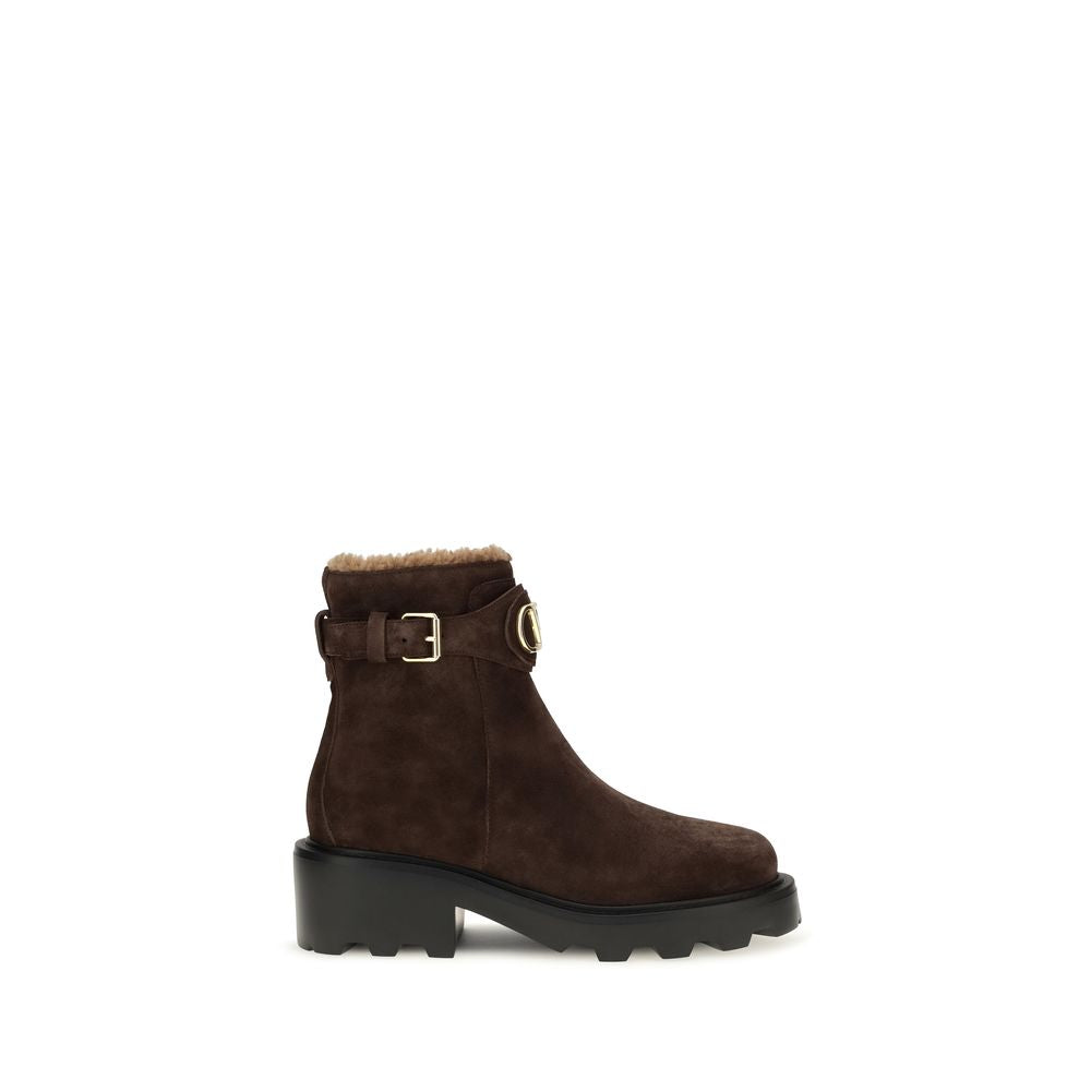 Bottines Valentino Garavani marron en cuir de veau Bos Taurus