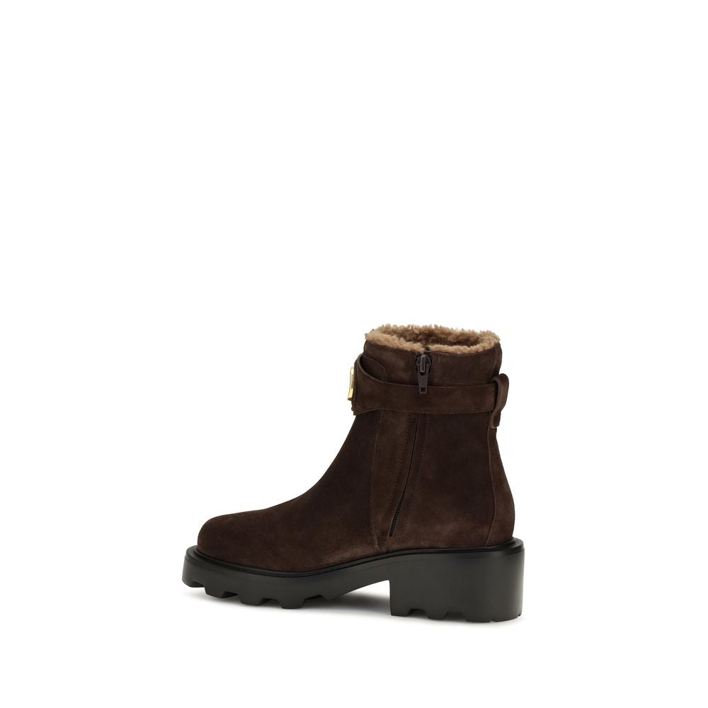Bottines Valentino Garavani marron en cuir de veau Bos Taurus