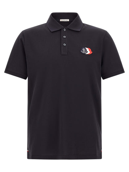 Polo De Algodón Piqué Azul De Manga Corta Moncler