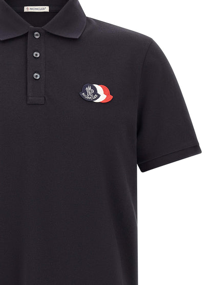 Polo De Algodón Piqué Azul De Manga Corta Moncler