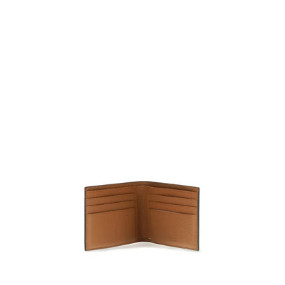 Portefeuille à rabat compact en cuir de taurillon gris Ferragamo