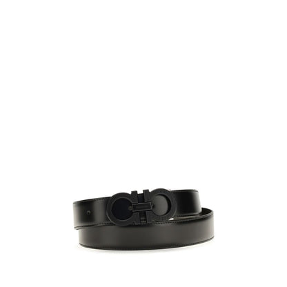 Ferragamo Cinturón Reversible Piel De Becerro Negro Bos Taurus