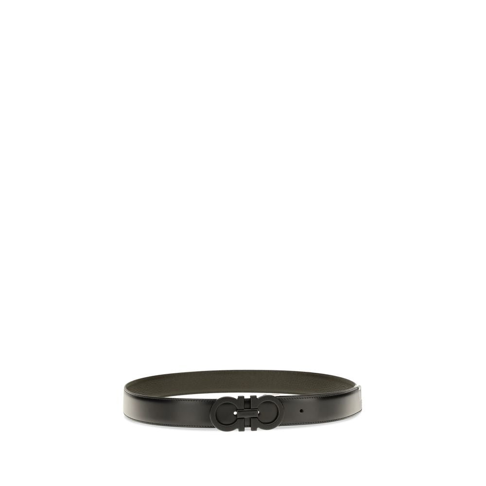 Ferragamo Cinturón Reversible Piel De Becerro Negro Bos Taurus