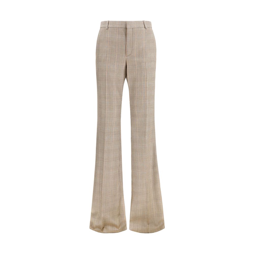 Saint Laurent Pantalones Acampanados De Lana Beige Ovis Aries