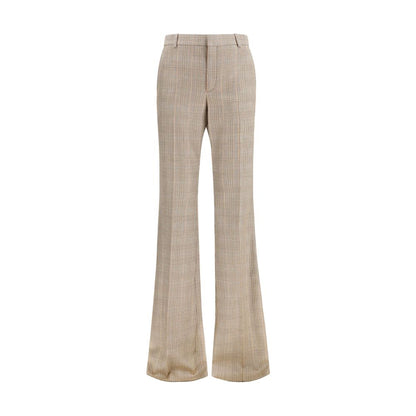 Saint Laurent Pantalones Acampanados De Lana Beige Ovis Aries