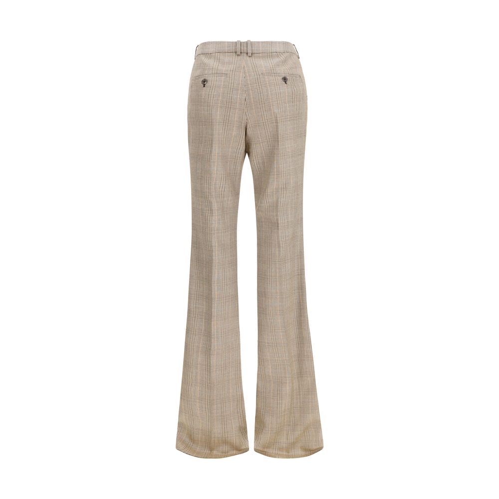 Saint Laurent Pantalones Acampanados De Lana Beige Ovis Aries