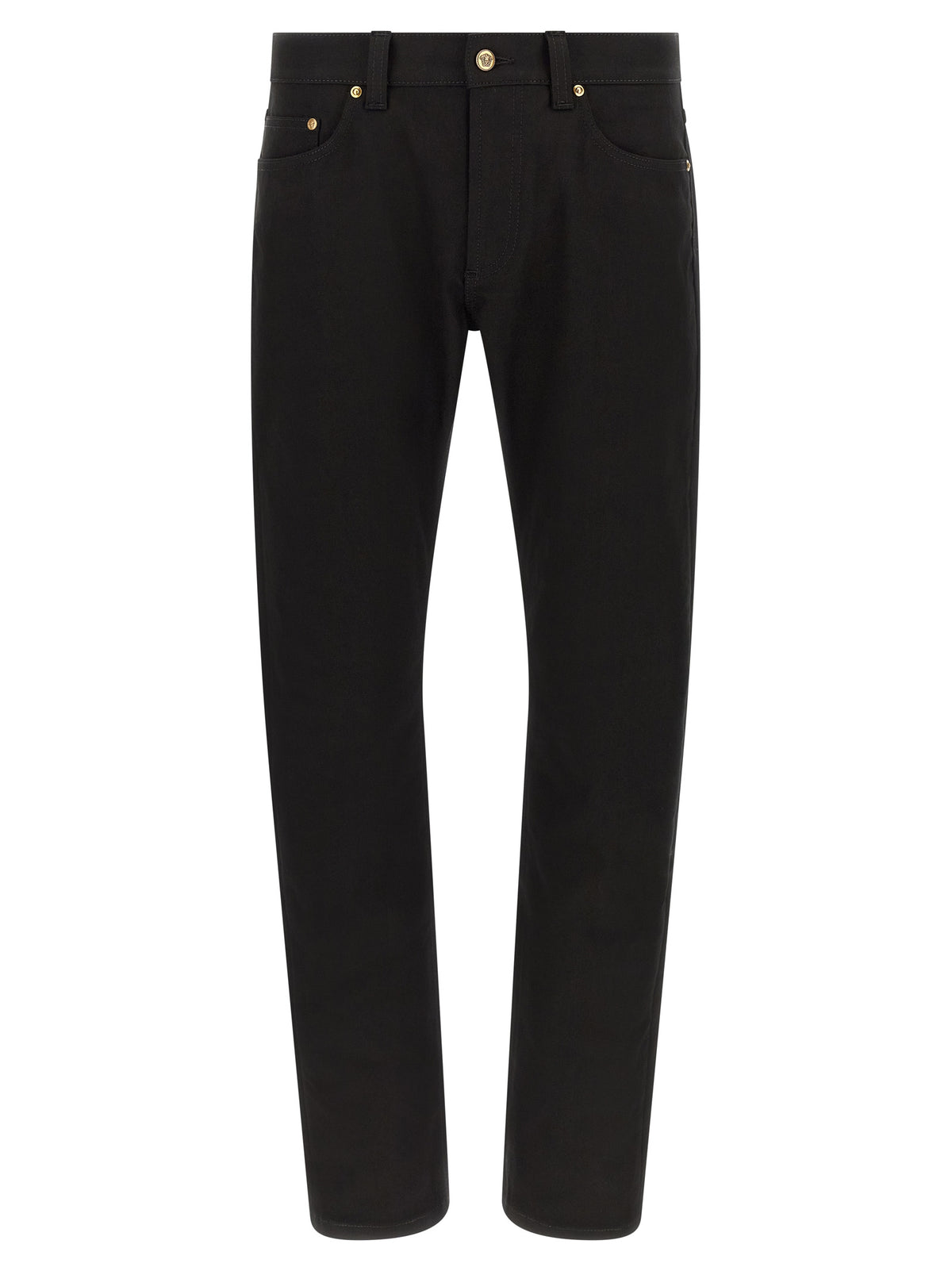 Black Versace Cotton Jeans - Structured Straight Cut