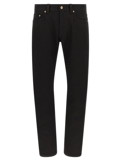 Black Versace Cotton Jeans - Structured Straight Cut