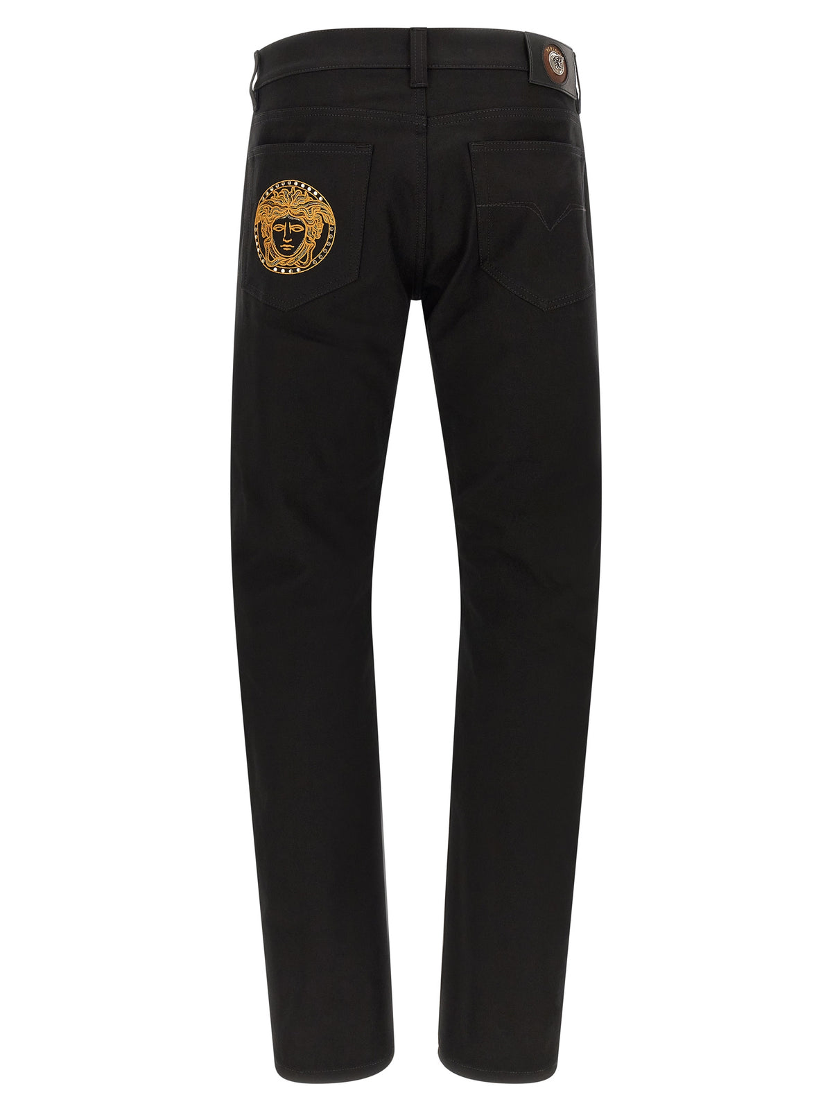 Black Versace Cotton Jeans - Structured Straight Cut