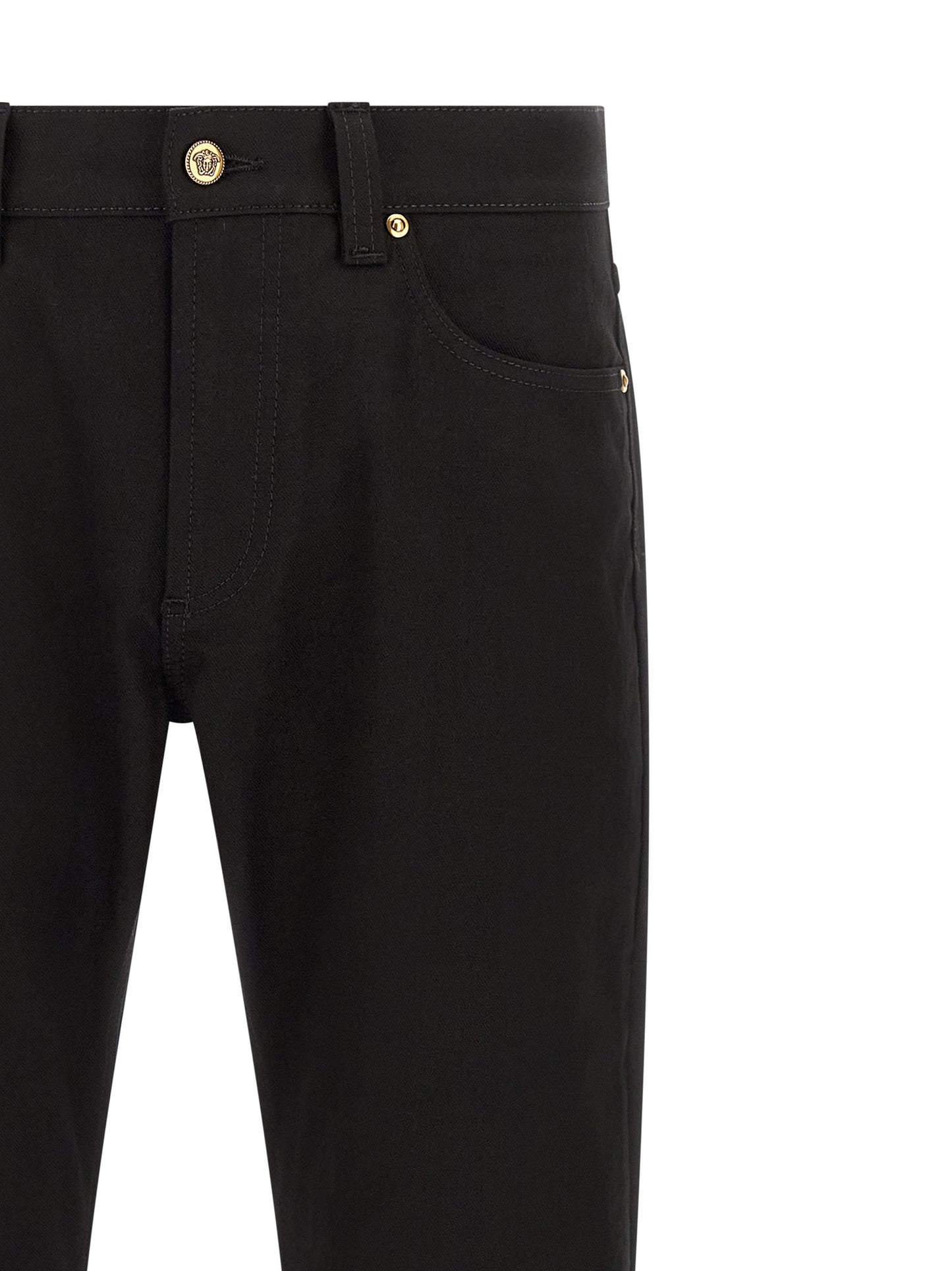 Black Versace Cotton Jeans - Structured Straight Cut