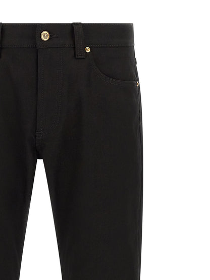 Black Versace Cotton Jeans - Structured Straight Cut