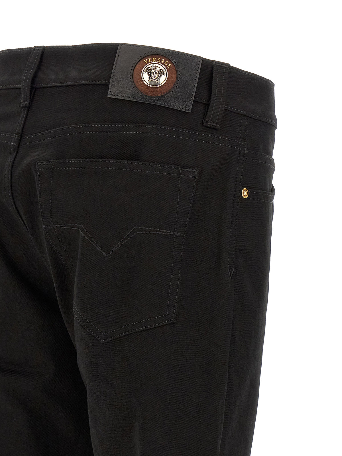 Black Versace Cotton Jeans - Structured Straight Cut