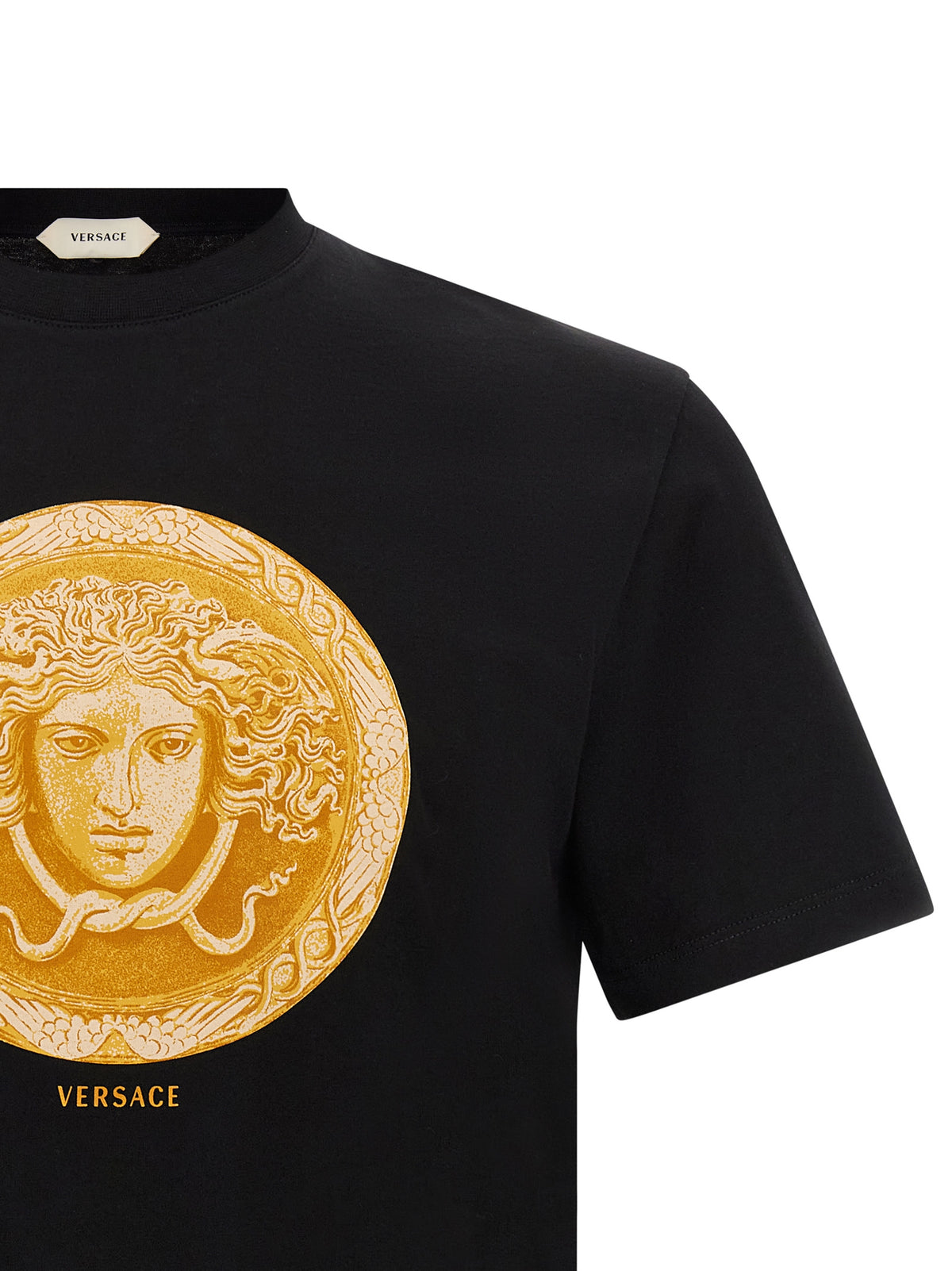 Versace Black Cotton Classic Regular Fit T-Shirt