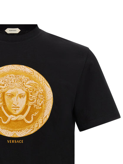 Versace Black Cotton Classic Regular Fit T-Shirt