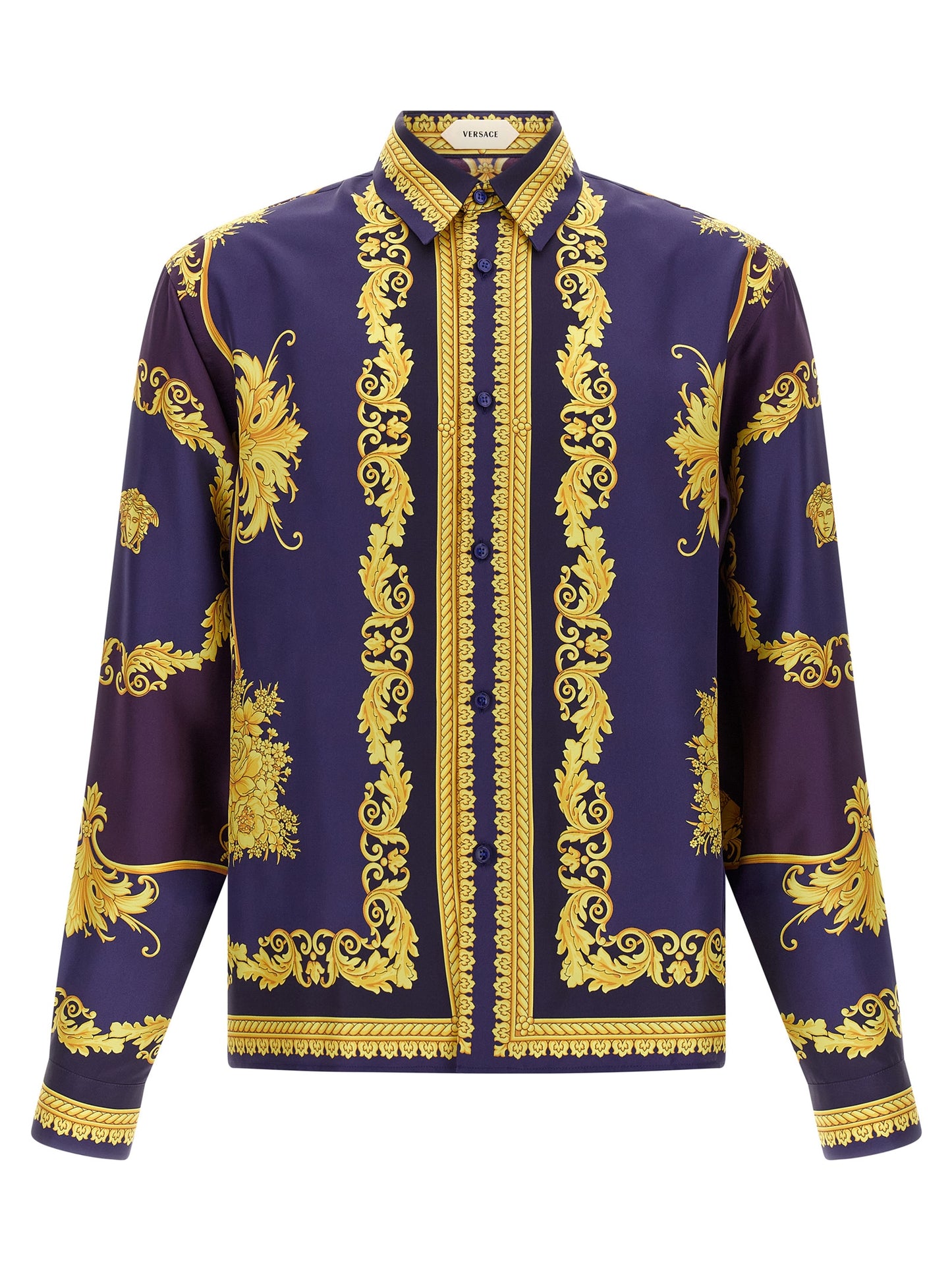 Blusa Versace De Seda Con Estampado Multicolor Mujer