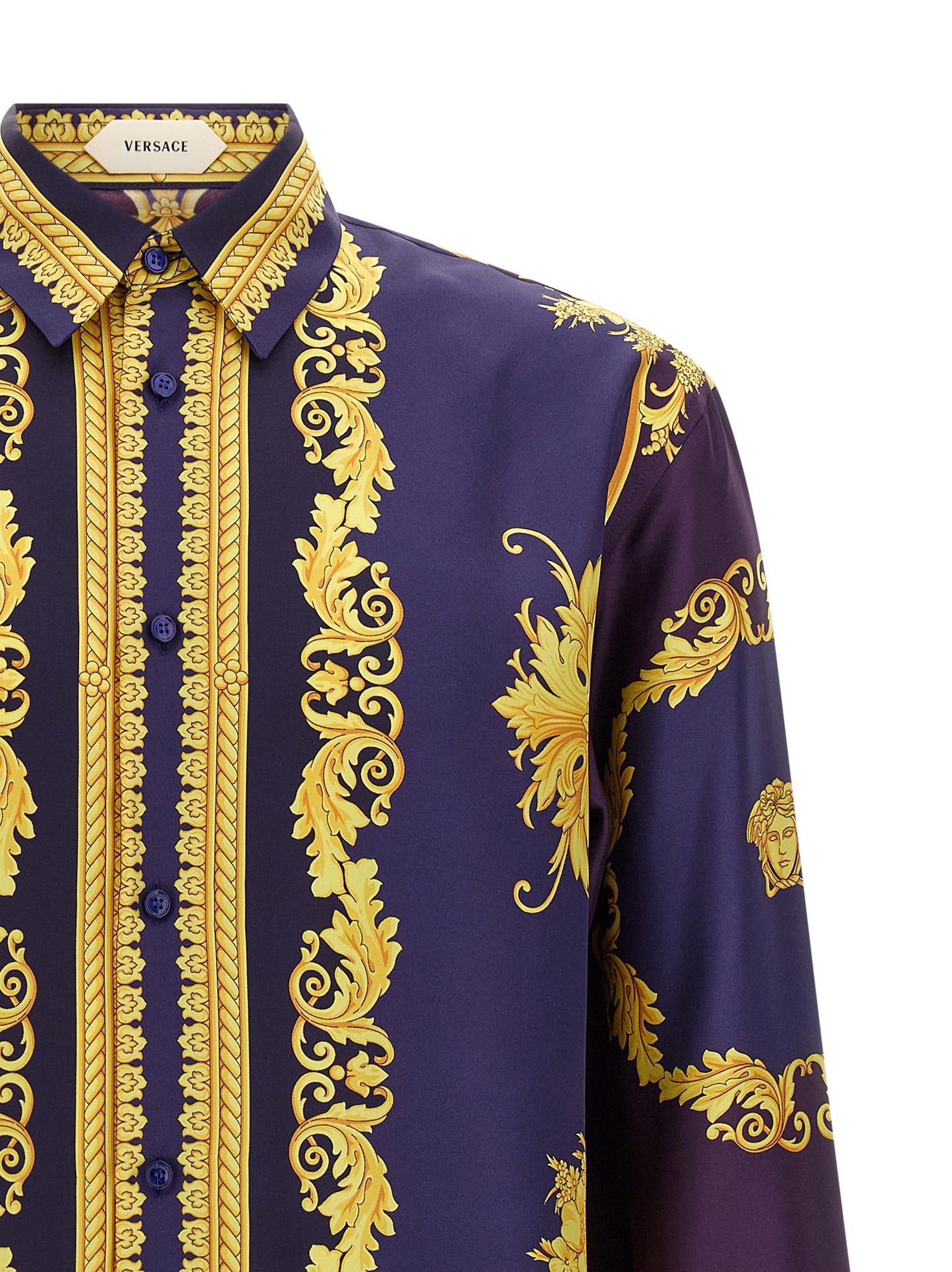 Blusa Versace De Seda Con Estampado Multicolor Mujer