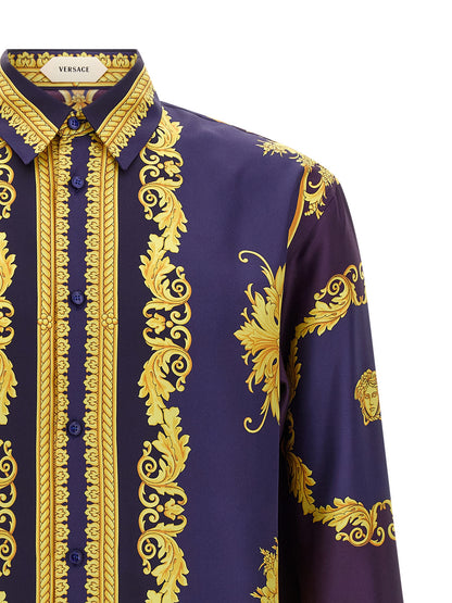 Blusa Versace De Seda Con Estampado Multicolor Mujer
