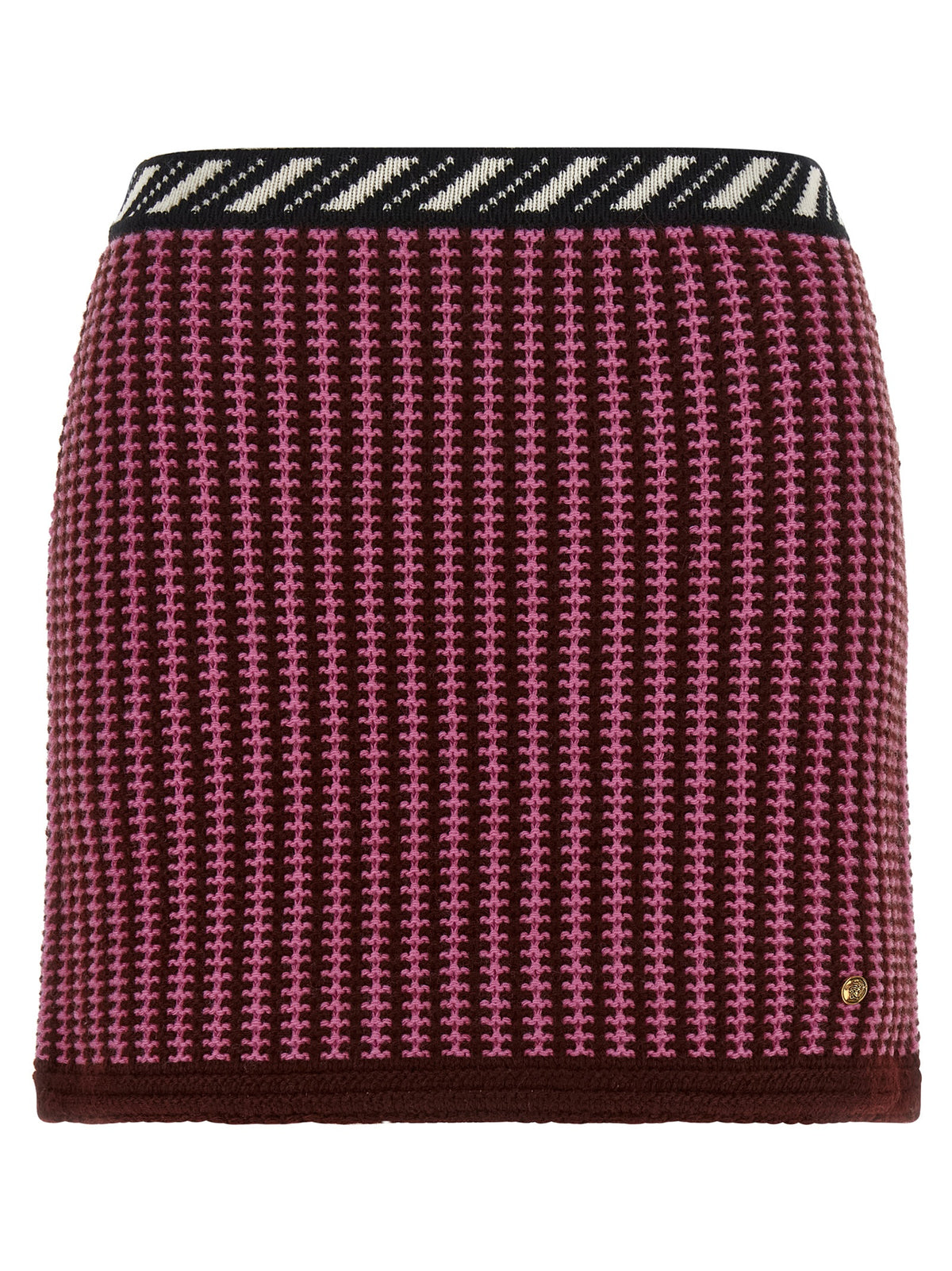 Versace Multicolor Virgin Wool Crochet Finish Long Skirt