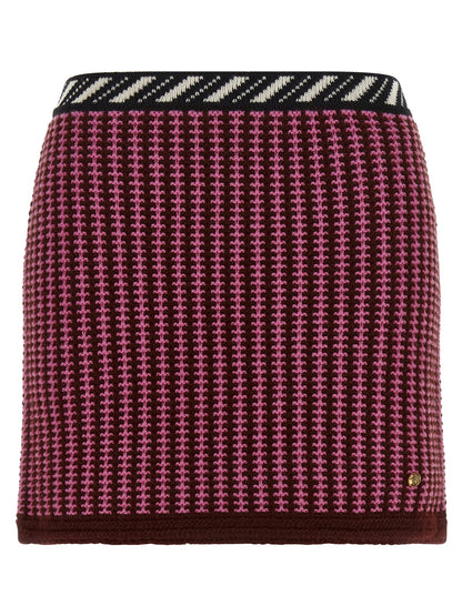 Versace Multicolor Virgin Wool Crochet Finish Long Skirt