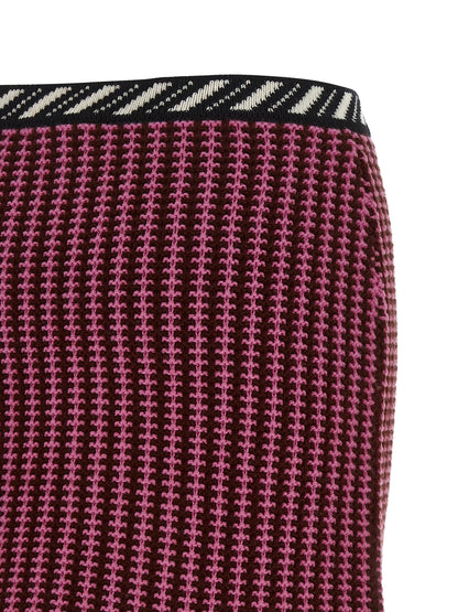 Versace Multicolor Virgin Wool Crochet Finish Long Skirt