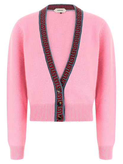 Versace Multicolor Virgin Wool Cardigan Straight Cut Formal Casual Timeless Model