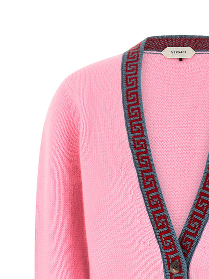 Versace Multicolor Virgin Wool Cardigan Straight Cut Formal Casual Timeless Model