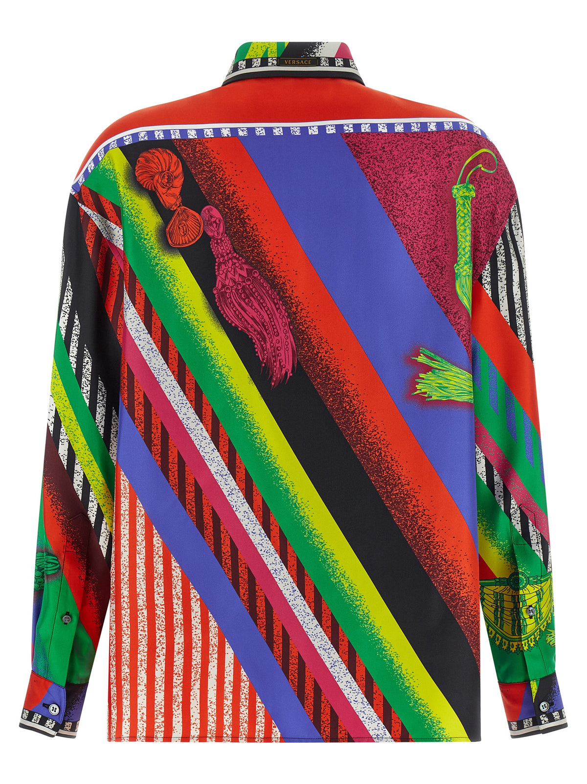 Blusa Versace De Seda Con Estampado Multicolor Dinámico