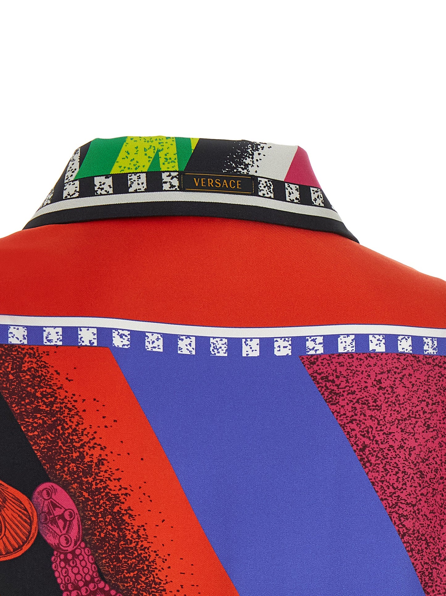 Blusa Versace De Seda Con Estampado Multicolor Dinámico