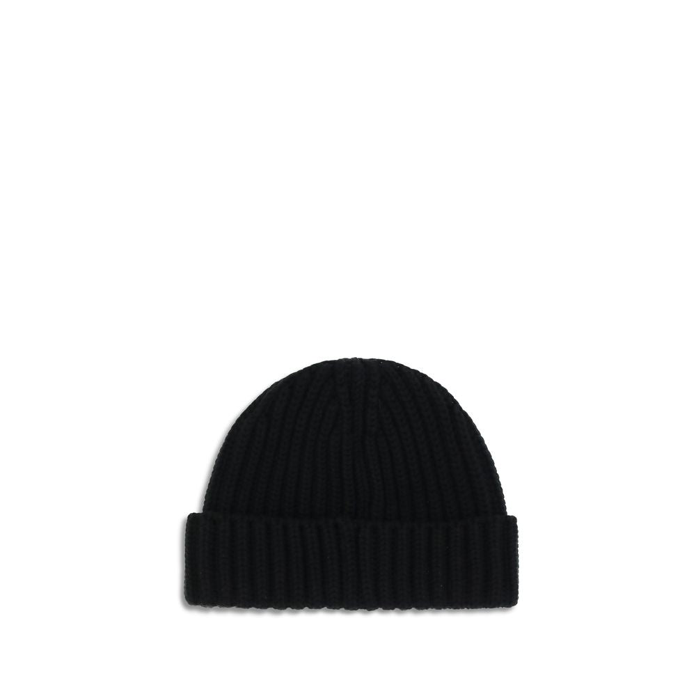 Prada Bonnet en Laine Noire Finitions Épurées Oves Aries