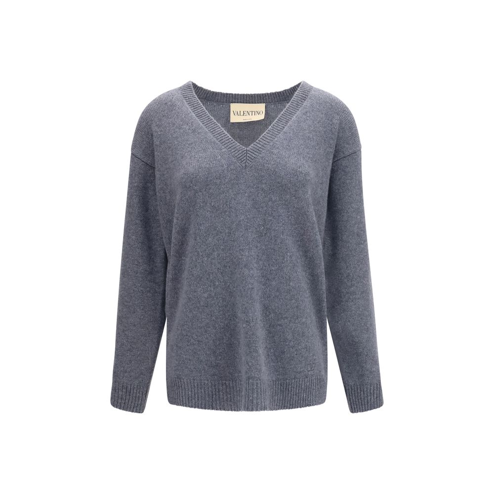 Jersey De Cachemir Gris Valentino Garavani Caída Fluida