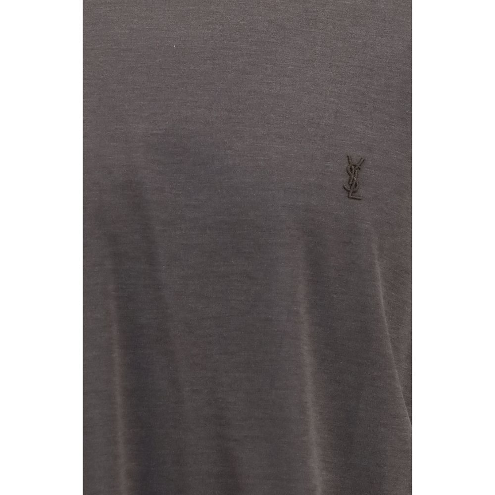 Camiseta Saint Laurent De Seda Marron Para Uso Diario Y Vestimenta Casual