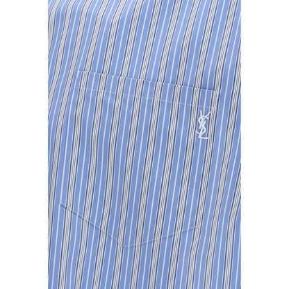 Saint Laurent Blue Cotton Cassandre Print Shirt