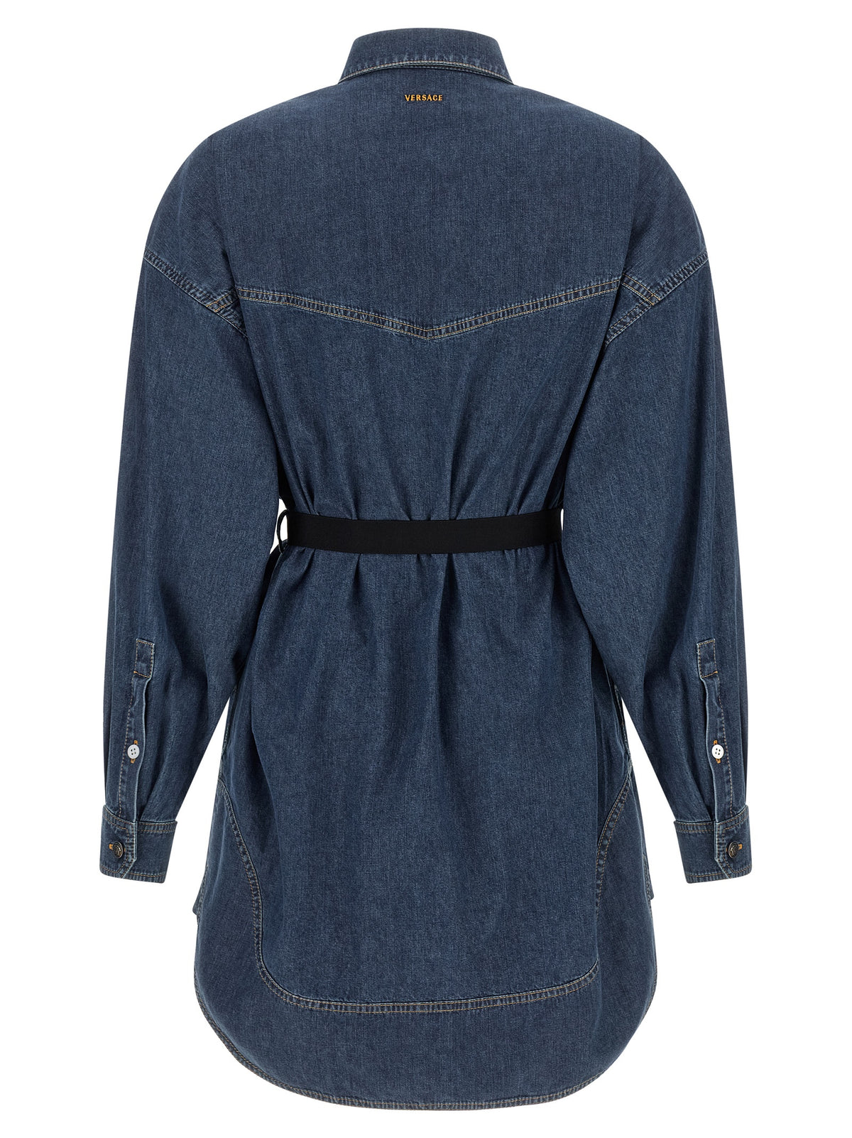 Vestido Corto De Algodón Azul Versace Estilo Casual
