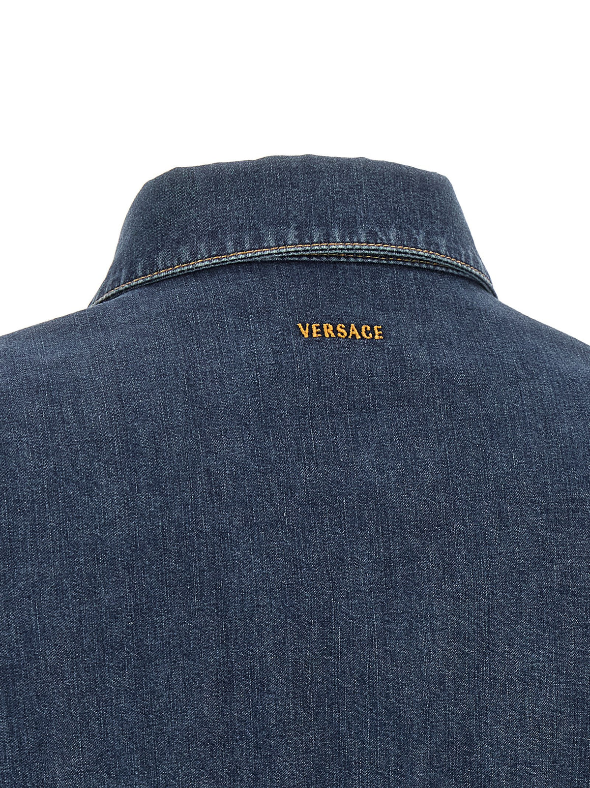 Vestido Corto De Algodón Azul Versace Estilo Casual