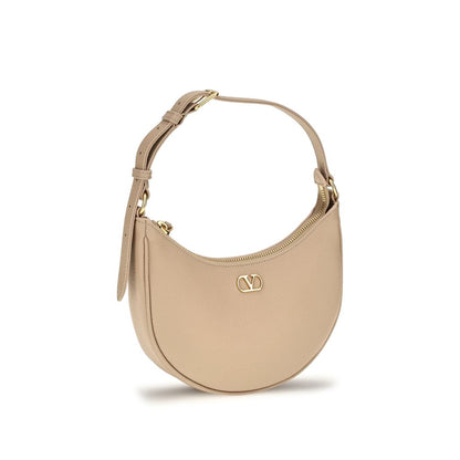Valentino Garavani Bos Taurus Calf Leather Shoulder Bag Beige