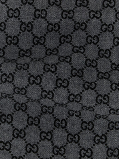 Bufanda Gucci De Lana Gris Con Diseño Jacquard Elegante