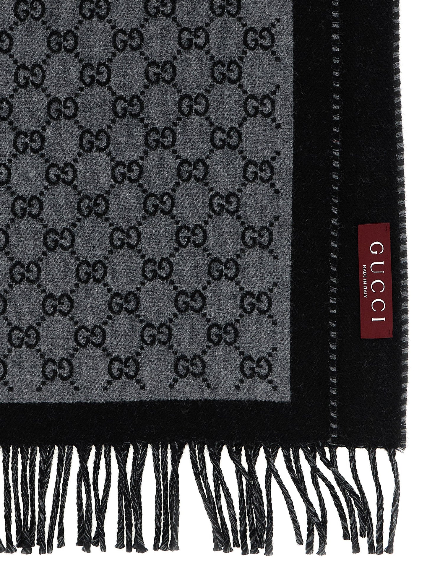 Bufanda Gucci De Lana Gris Con Diseño Jacquard Elegante
