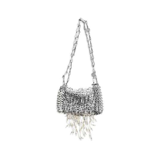 Rabanne Bolso De Hombro Nano 1969 - Acero Inoxidable Con Flecos De Perlas
