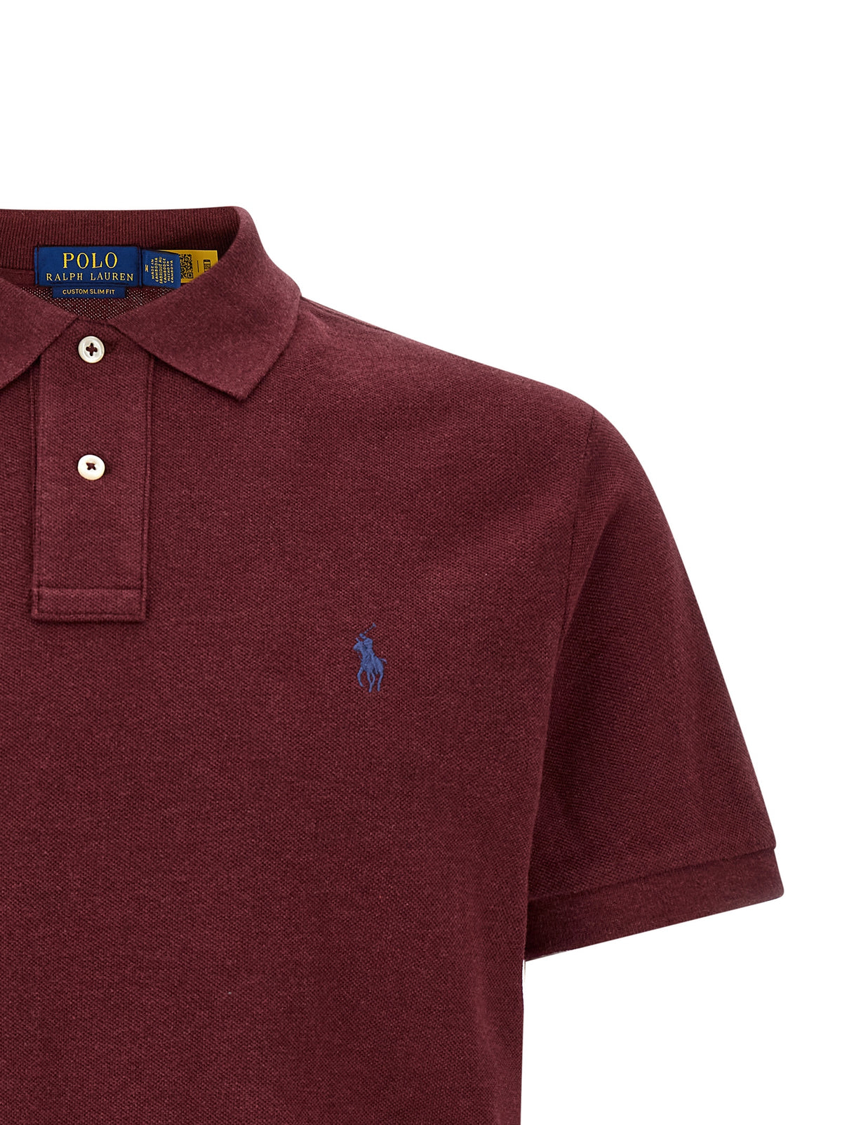 Ralph Lauren Slim Fit Burgundy Cotton Polo Shirt