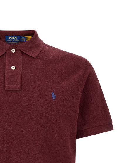 Ralph Lauren Slim Fit Burgundy Cotton Polo Shirt