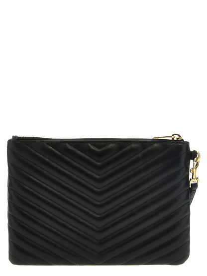 Cartera Clutch de Mano Negra Piel Ternera Saint Laurent