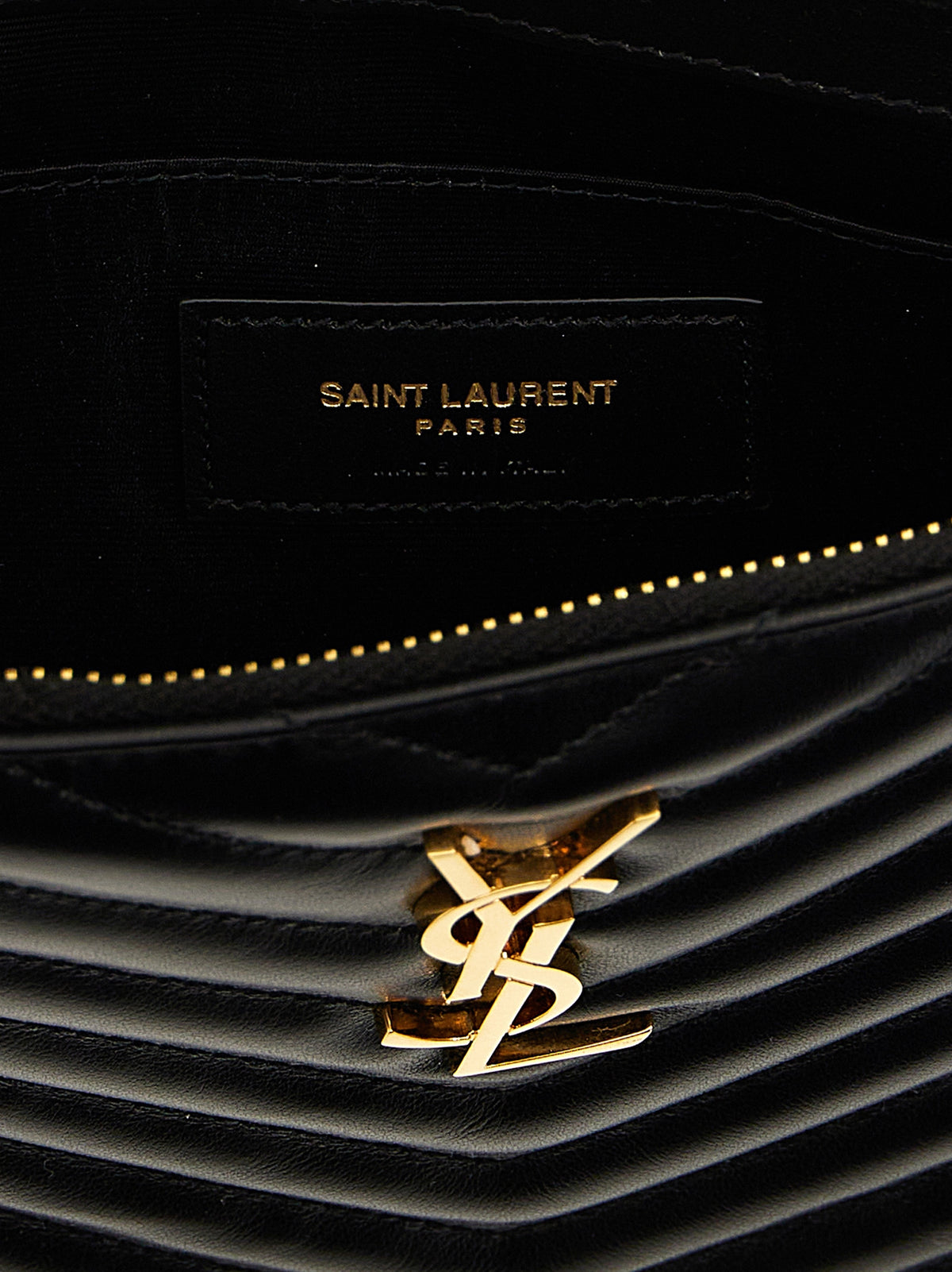Cartera Clutch de Mano Negra Piel Ternera Saint Laurent