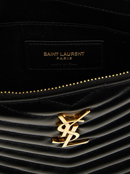 Cartera Clutch de Mano Negra Piel Ternera Saint Laurent