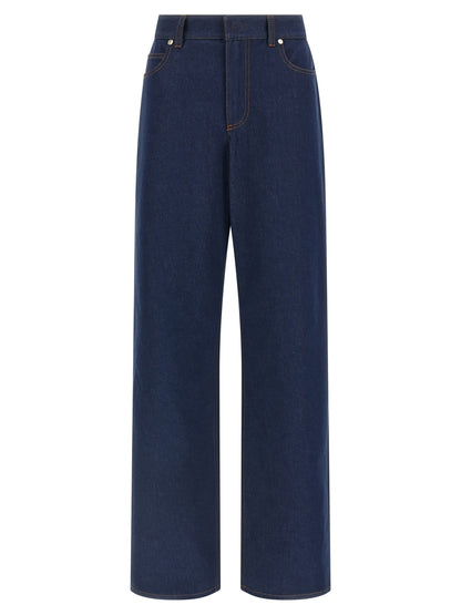 Fendi Blue Straight-Leg Cotton Jeans
