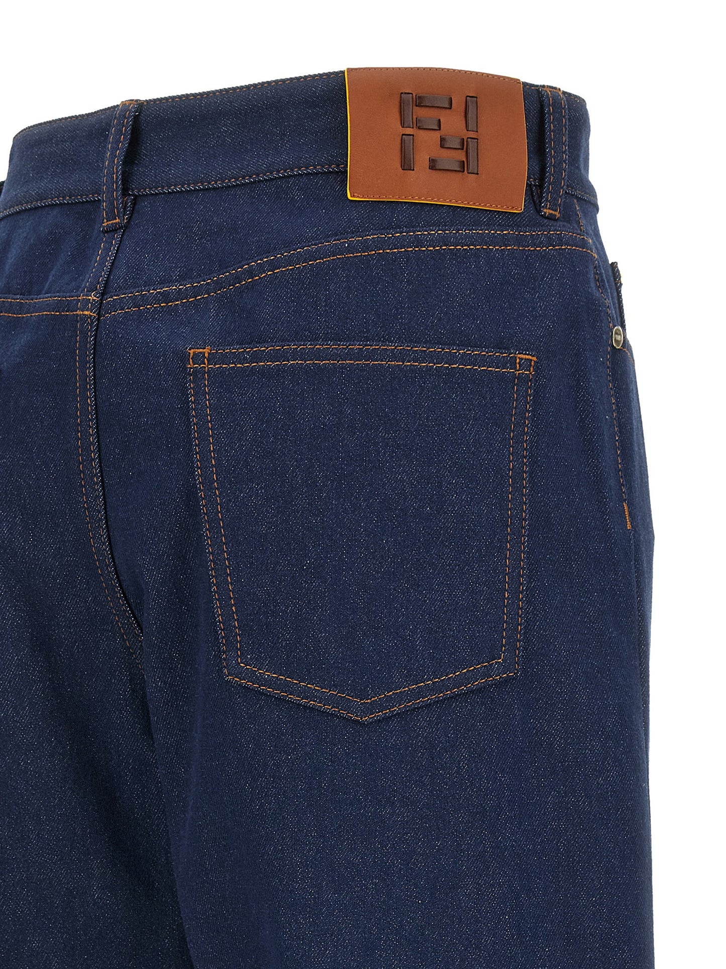Fendi Blue Straight-Leg Cotton Jeans